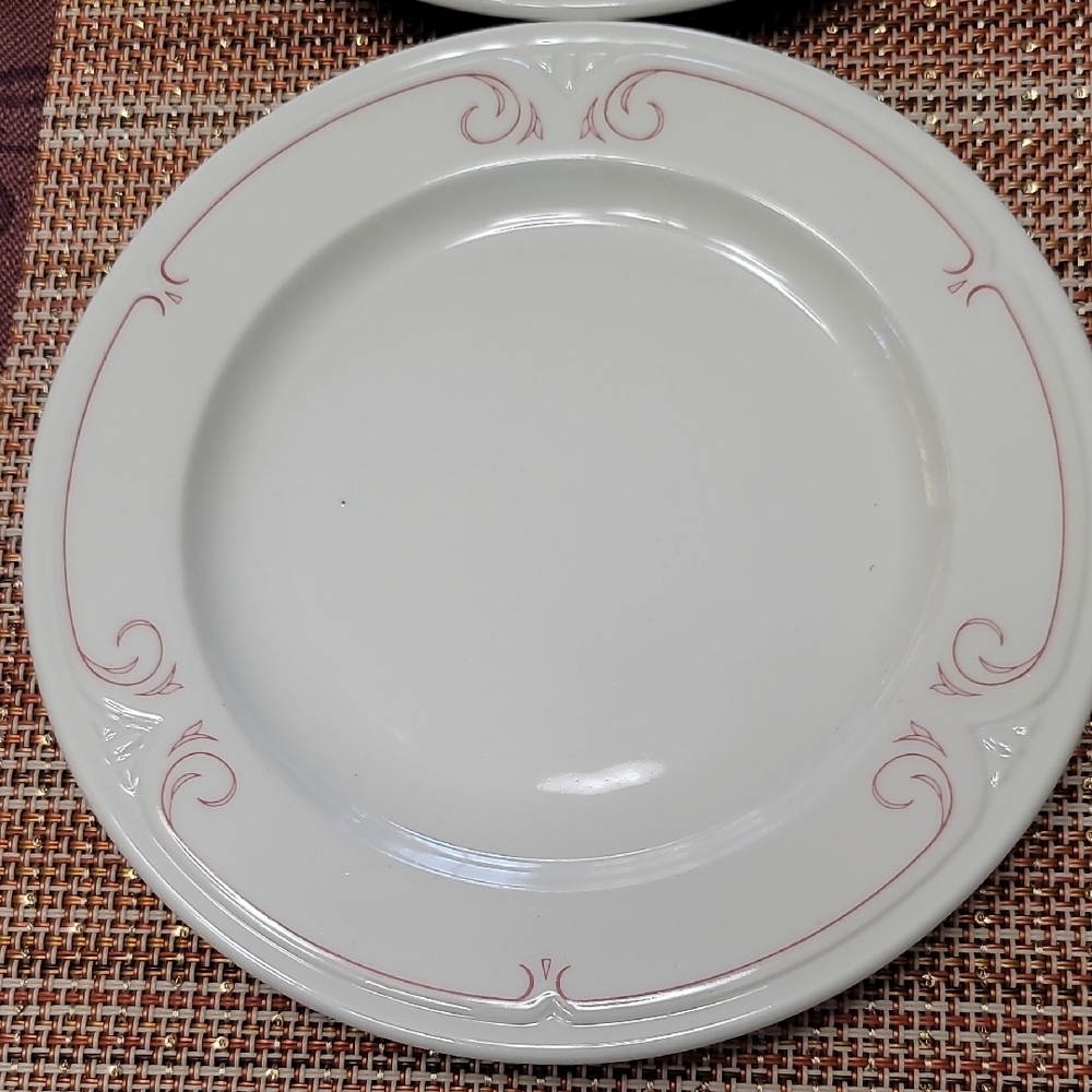 Classic White Dinner Plate with Red Detailing